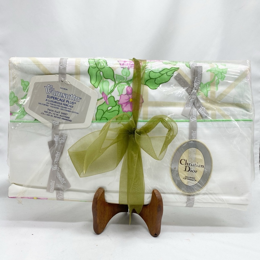 Wamsutta Christian Dior Exclusive Vintage Floral Twin Sheet Set NEW Old Stock